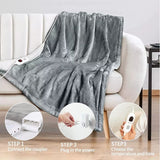 Patura Cu Incalzire Electrica, Vivimall, 135 W, 180x130 cm, 6 Trepte De Incalzire, Flanel, Gri - vivimall.ro