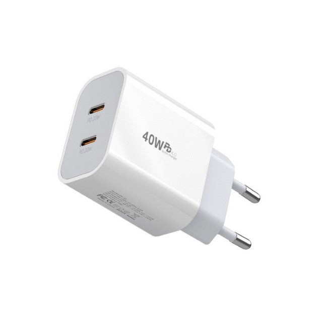 Detaliu porturi USB Type-C încărcător Vivimall Power Delivery 40W, Quick Charge 4.0