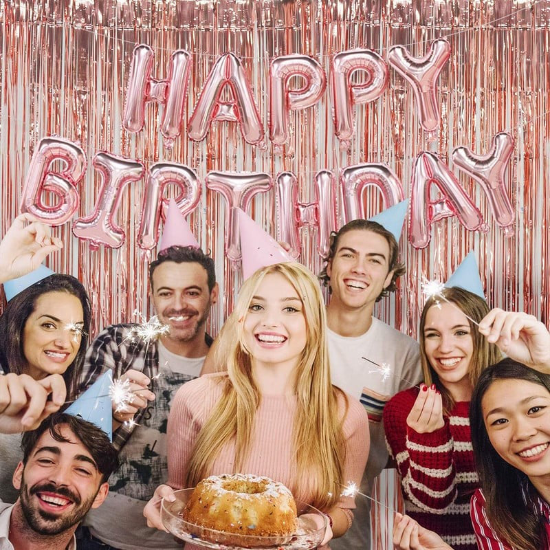 Perdea Franjurata, Vivimall, Model Decor Petrecere, pentru Fundal de Poze, Amenajare Colorata a Petrecerii, Dimensiune 100x200 cm, Roz Auriu - vivimall.ro