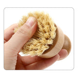 Perie de Curatat Vase si Alimente, Vivimall, din Lemn de Bambus, 8 x 5 cm, Perie din Sisal, Maro - vivimall.ro
