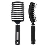 Perie de Par Curbata Ventilata, Flippy, Peri de Mistret + Nylon, Maner Antiderapant, Efect Masaj, Wet & Dry, 24.5 x 6.5 cm, Negru - vivimall.ro
