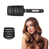 Perie de Par Curbata Ventilata, Flippy, Peri de Mistret + Nylon, Maner Antiderapant, Efect Masaj, Wet & Dry, 24.5 x 6.5 cm, Negru - vivimall.ro