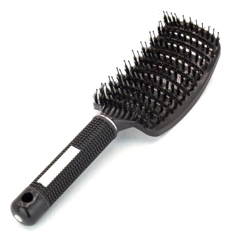 Perie de Par Curbata Ventilata, Flippy, Peri de Mistret + Nylon, Maner Antiderapant, Efect Masaj, Wet & Dry, 24.5 x 6.5 cm, Negru - vivimall.ro