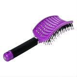 Perie de Par Curbata Ventilata, Flippy, Peri de Mistret + Nylon, Maner Antiderapant, Efect Masaj, Wet & Dry, 24.5 x 6.5 cm, Violet - vivimall.ro