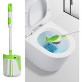 Perie de Toaleta, Flippy, cu Suport de Perete, Recipient Detergent, 2 Tipuri de Perii, Model Balena, Verde