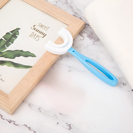 Periuta De Dinti In Forma De U, Pentru Copii 6-12 Ani, Peri Moi, 12 Cm, Model Inima, Culoare - vivimall.ro