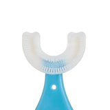 Periuta de Dinti in Forma de U, Vivimall, pentru Sugari si Copii 2-6 ani, Peri Moi, 9 cm, Model Inima, Culoare Albastru - vivimall.ro