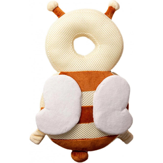 Perna tip Rucsac pentru Protectia Capului, Vivimall, Tetiera tip Albina, pentru Bebelusi, Design tip Plasa, 33x6x19 cm, 180 g, Maro/Bej - vivimall.ro