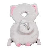 Perna tip Rucsac pentru Protectia Capului, Vivimall, Tetiera tip Elefant de Plus, pentru Bebelusi, 33x6x19 cm, 180 g, Gri - vivimall.ro