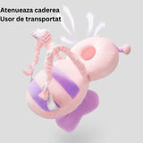 Perna tip Rucsac pentru Protectia Capului, Vivimall, Tetiera tip Fluturas de Plus, pentru Bebelusi, 33x6x19 cm, Roz - vivimall.ro