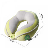 Perna de Calatorie, Vivimall, Pentru Gat si Cap, Umplutura din Bumbac, 28x28x10 cm, cu Model Brodat Crocodil Verde - vivimall.ro