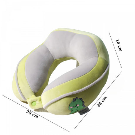 Perna de Calatorie, Vivimall, Pentru Gat si Cap, Umplutura din Bumbac, 28x28x10 cm, cu Model Brodat Crocodil Verde - vivimall.ro