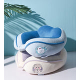 Perna de Calatorie, Vivimall, Pentru Gat si Cap, Umplutura din Bumbac, 28x28x10 cm, cu Model Brodat Iepure, Lila - vivimall.ro