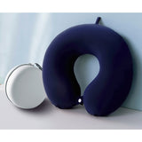 Perna de Calatorie in Forma de U, Vivimall, Pentru Gat si Cap, Umplutura din Spuma cu Memorie, 30x30 cm, Sistem Prindere Capse, Cutie de Depozitare, Albastru Marin - vivimall.ro