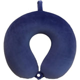 Perna de Calatorie in Forma de U, Vivimall, Pentru Gat si Cap, Umplutura din Spuma cu Memorie, 30x30 cm, Sistem Prindere Capse, Cutie de Depozitare, Albastru Marin - vivimall.ro