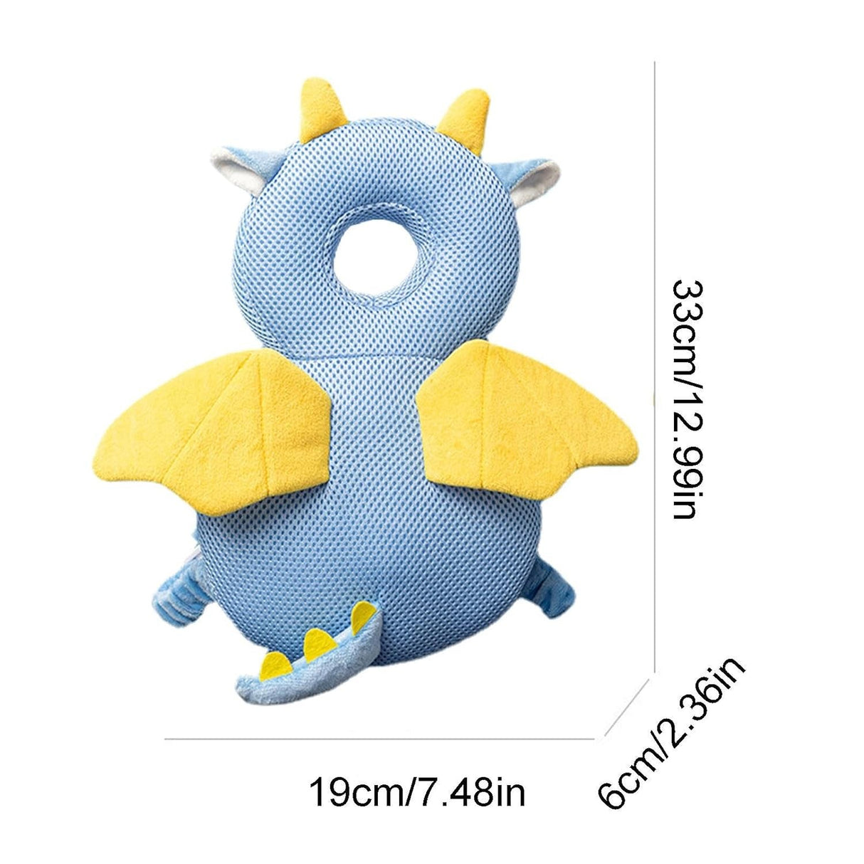 Perna tip Rucsac pentru Protectia Capului, Vivimall, Tetiera tip Dragon, pentru Bebelusi, Design tip Plasa, 33x6x19 cm, 180 g, Albastru - vivimall.ro