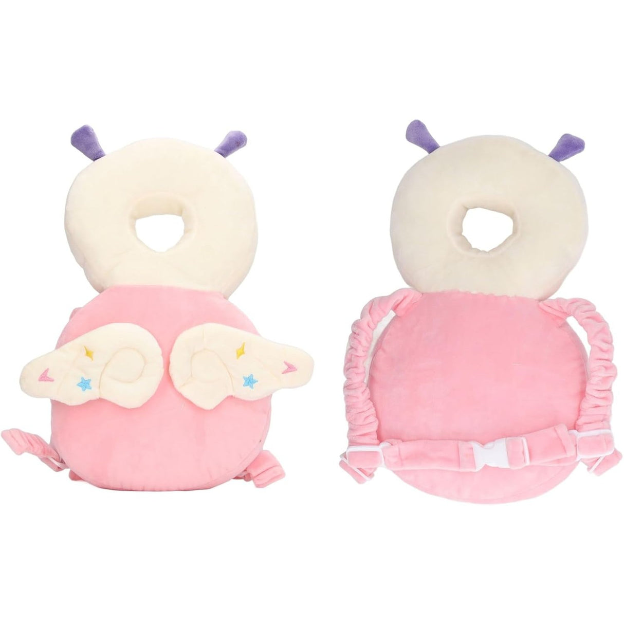 Perna tip Rucsac pentru Protectia Capului, Vivimall, Tetiera tip Insecta, pentru Bebelusi, 33x6x19 cm, 180 g, Roz - vivimall.ro