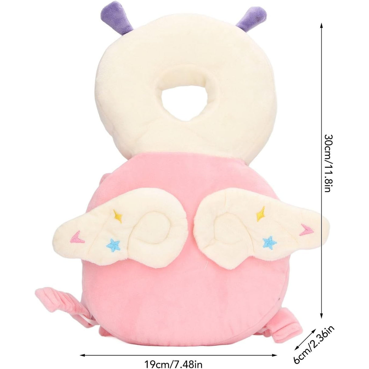 Perna tip Rucsac pentru Protectia Capului, Vivimall, Tetiera tip Insecta, pentru Bebelusi, 33x6x19 cm, 180 g, Roz - vivimall.ro