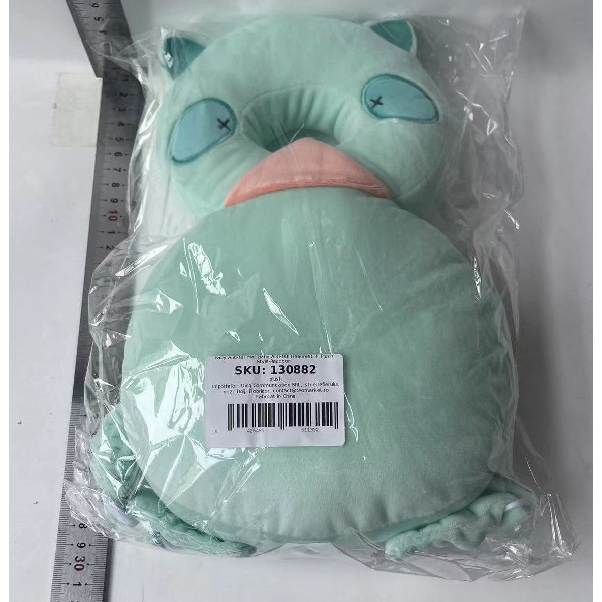 Perna tip Rucsac pentru Protectia Capului, Vivimall, Tetiera tip Raton, pentru Bebelusi, 33x6x19 cm, 180 g, Turcoaz - vivimall.ro