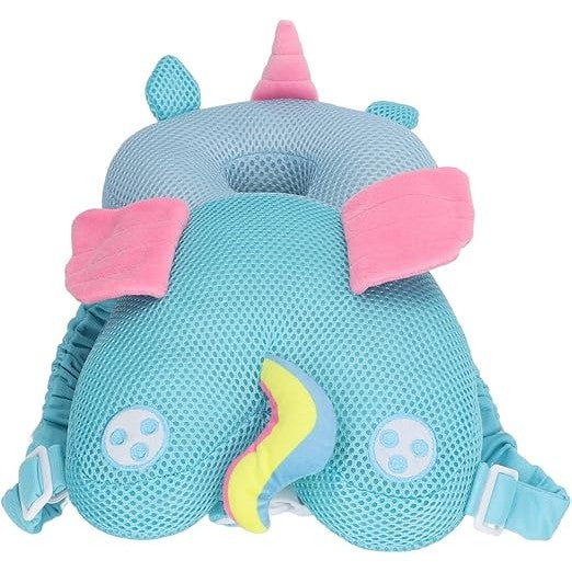 Perna tip Rucsac pentru Protectia Capului, Vivimall, Tetiera tip Unicorn, pentru Bebelusi, Design tip Plasa, 33x6x19 cm, 180 g, Albastru - vivimall.ro
