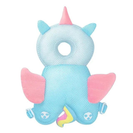 Perna tip Rucsac pentru Protectia Capului, Vivimall, Tetiera tip Unicorn, pentru Bebelusi, Design tip Plasa, 33x6x19 cm, 180 g, Albastru - vivimall.ro