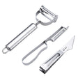 Accesorii de Curatat Decojit Fructe Legume, Vivimall, Set 3 Piese, Feliator Cutit Decojitor, Legume si Fructe, din Otel Inoxidabil, cu Maner, Argintiu - vivimall.ro