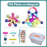 Piese Magnetice pentru Copii, Flippy, Set din 138 de Piese de diferite Culori, Constructor Magnetic cu Posibilitatea de a Construii forme Nelimitate, Multicolor - vivimall.ro