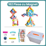 Piese Magnetice pentru Copii, Flippy, Set din 162 de Piese de diferite Culori, Constructor Magnetic cu Posibilitatea de a Construii forme Nelimitate, Multicolor - vivimall.ro