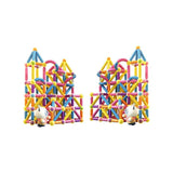 Set piese magnetice Flippy, 258 piese multicolor din plastic, constructor magnetic pentru forme 2D și 3D, vedere de ansamblu