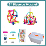 Piese Magnetice pentru Copii, Flippy, Set din 64 de Piese de diferite Culori, Constructor Magnetic cu Posibilitatea de a Construii forme Nelimitate, Multicolor - vivimall.ro