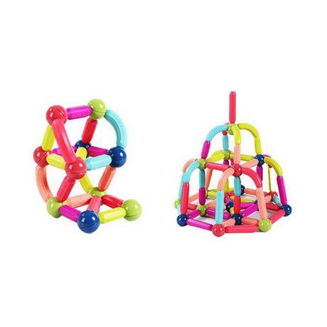 Set piese magnetice Flippy 64 piese multicolor, constructor 2D și 3D pentru copii, vedere frontală