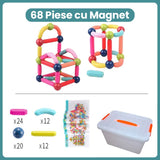 Piese Magnetice pentru Copii, Flippy, Set din 68 de Piese de diferite Culori, Constructor Magnetic cu Posibilitatea de a Construii forme Nelimitate, Multicolor - vivimall.ro