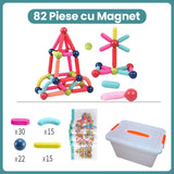 Piese Magnetice pentru Copii, Flippy, Set din 82 de Piese de diferite Culori, Constructor Magnetic cu Posibilitatea de a Construii forme Nelimitate, Multicolor - vivimall.ro