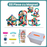 Piese Magnetice pentru Copii, Flippy, Set din 88 de Piese de diferite Culori, Constructor Magnetic cu Posibilitatea de a Construii forme Nelimitate, Multicolor - vivimall.ro