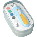 Pila Electrica, Vivimall, pentru Copii si Bebelusi, din ABS, 6 Accesorii, cu Lumina LED, 9.5 x 6 x 17 cm, Albastru/Portocaliu - vivimall.ro