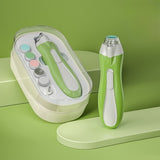 Pila Electrica, Vivimall, pentru Copii si Bebelusi, din ABS, 6 Accesorii, cu Lumina LED, 9.5 x 6 x 17 cm, Verde - vivimall.ro