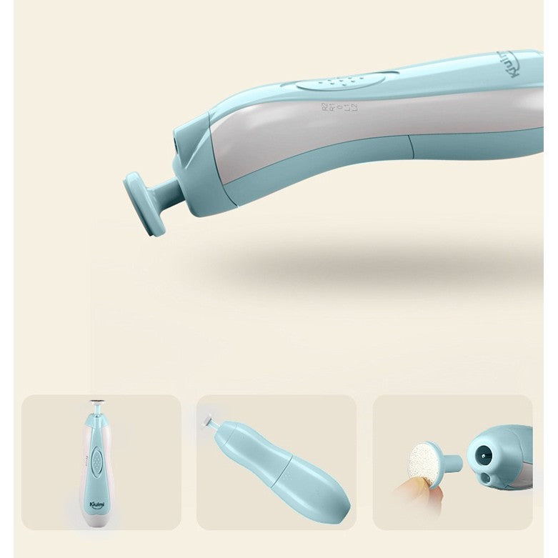 Pila Electrica Unghii pentru Bebelusi, Vivimall, 6 Piese, 15 x 4.5 x 3 cm, Silentios, 0-3 Ani, 4 Trepte de Viteza, Albastru - vivimall.ro