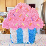 Pinata Briosa CupCake pentru Petrecere, Flippy, din Hartie Creponata si Carton, Pinata pentru Petreceri, 45 x 35 x 10 cm, Roz - vivimall.ro