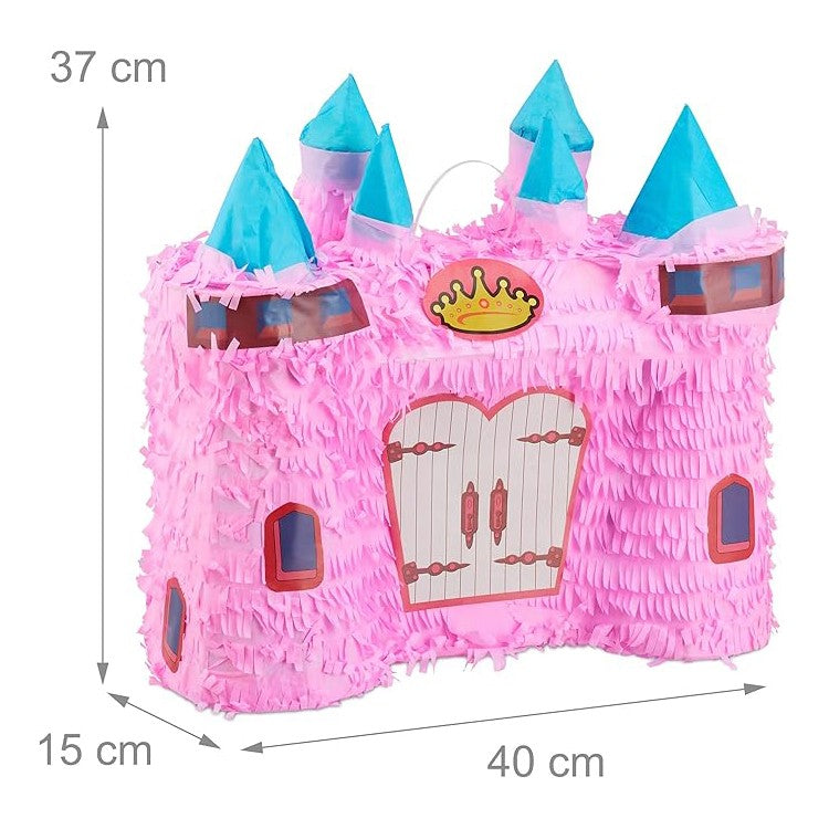Pinata Castel Printesa pentru Petrecere, Flippy, din Hartie Creponata si Carton, Pinata pentru Petreceri, 40 x 37 x 15 cm, Roz deschis - vivimall.ro