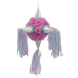 Pinata Rotunda pentru Petrecere, Flippy, Detalii Argintii, din Hartie si Carton, Pinata pentru Copii, 76 x 50 x 50 cm, Roz - vivimall.ro