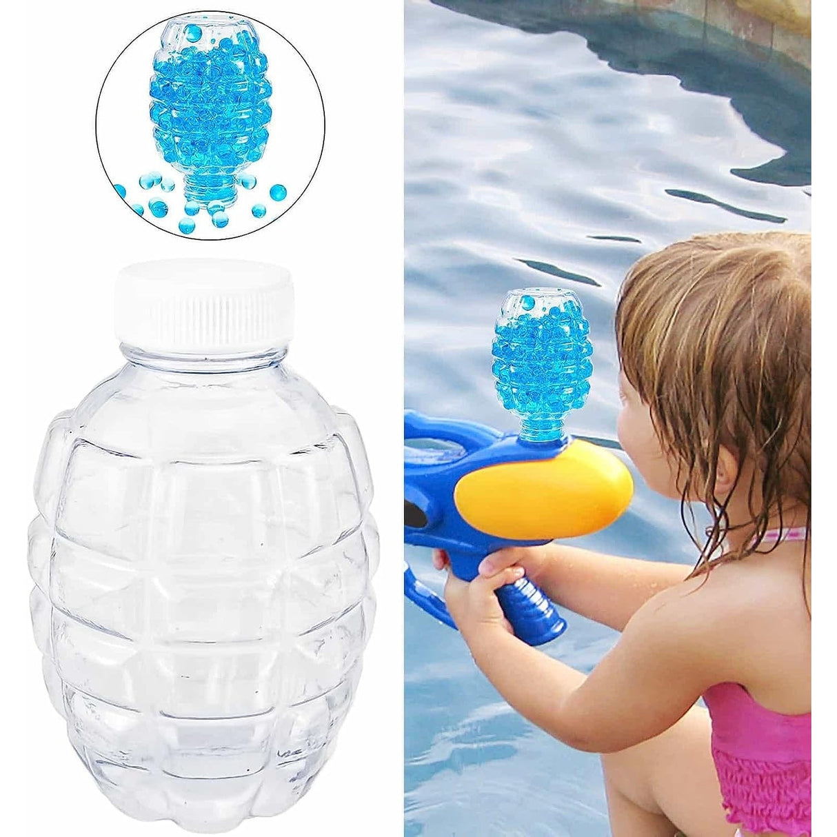 Munitie, 20.000 Bile Gel Pentru Pistoale De Jucarie Gel Blaster, Sticla Ananas 10.5X6.5 Mm, Albastru - vivimall.ro