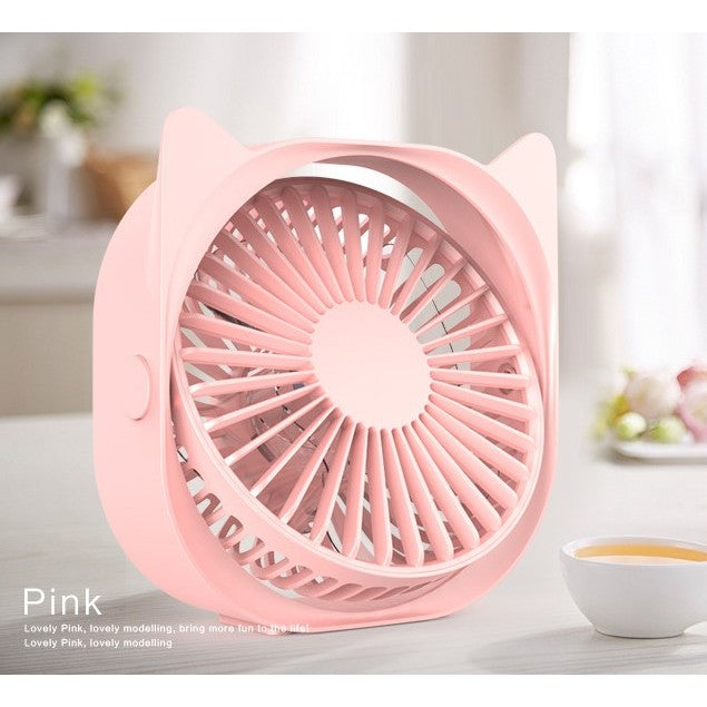 Mini Ventilator Pentru Birou Cu Usb, Rotire 360 Grade, 3 Viteze, 13.5 X 12,8 Cm - vivimall.ro