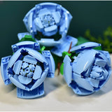 Set de Constructie Trandafiri, Vivimall, 20.5x19.5cm, Buchet de Trandafiri Albastri in Cutie Alba - vivimall.ro