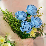 Set de Constructie Trandafiri, Vivimall, 20.5x19.5cm, Buchet de Trandafiri Albastri in Cutie Alba - vivimall.ro