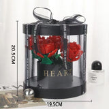 Set de Constructie Trandafiri, Vivimall, 20.5x19.5cm, Buchet de Trandafiri Rosii in Cutie Neagra - vivimall.ro