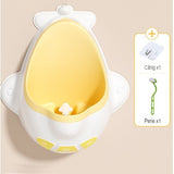 Pisoar pentru Baieti, Vivimall, 0-8 Ani, in Forma de Avion, Perie Inclusa, Montare pe Perete, Carlig Autoadeziv Inclus, 29 x 33.5 cm, Alb/Galben - vivimall.ro