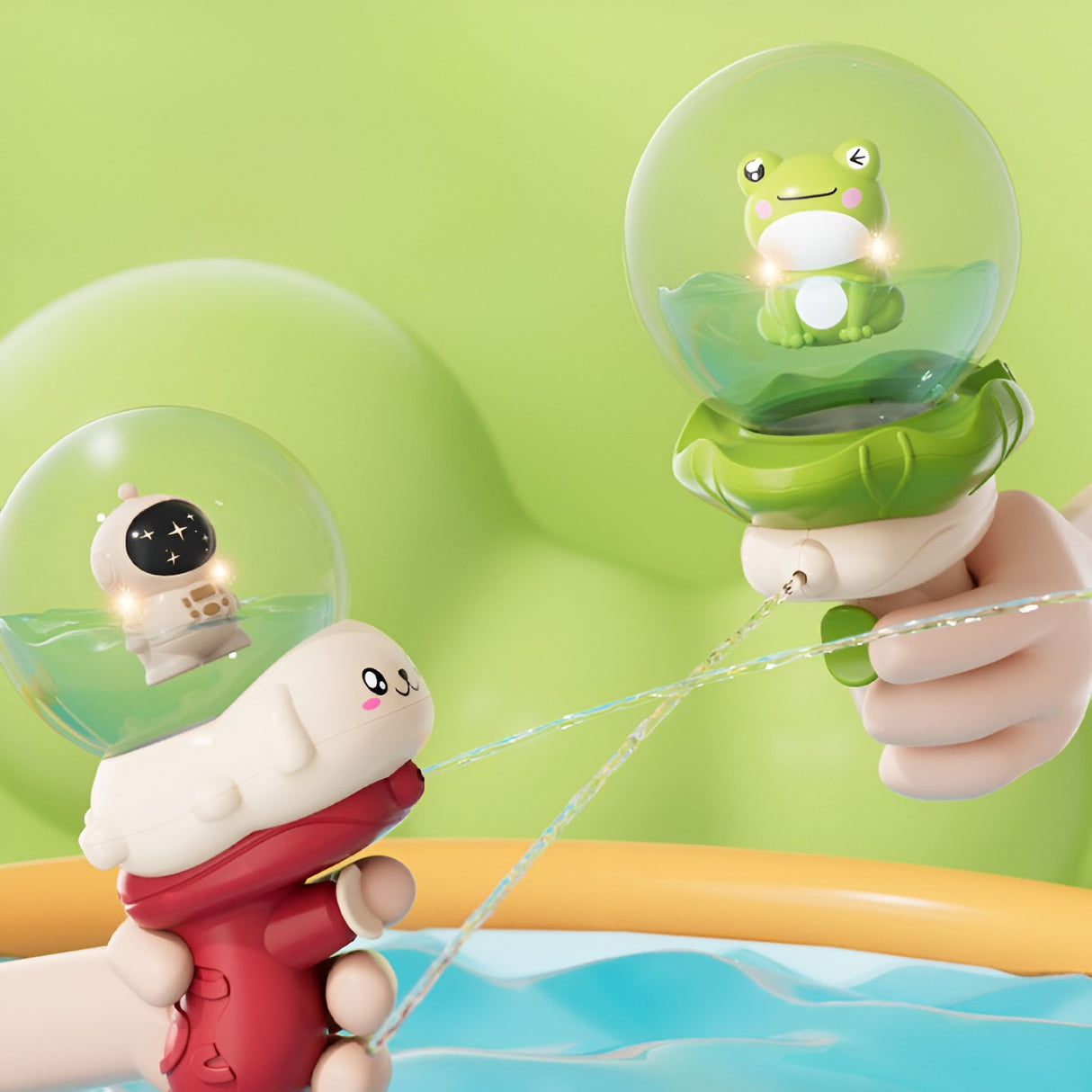 Pistol cu Apa pentru Copii, Vivimall, Multifunctional, Capacitate 250 mL, Model Broscuta, 15.6x8x8.6 cm, ABS, Verde - vivimall.ro