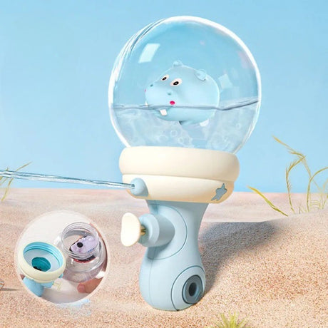 Pistol cu Apa pentru Copii, Vivimall, Multifunctional, Capacitate 300 mL, Model Hipopotam, 9x9x17cm, Plastic, Albastru - vivimall.ro