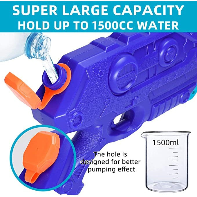Pistol Cu Apa Pentru Copii, Rezervor De 1500 Ml, Maner De Transport, Pentru Piscina/Plaja, 3 Ani+, Bleumarin, Lungime 44 Cm - vivimall.ro