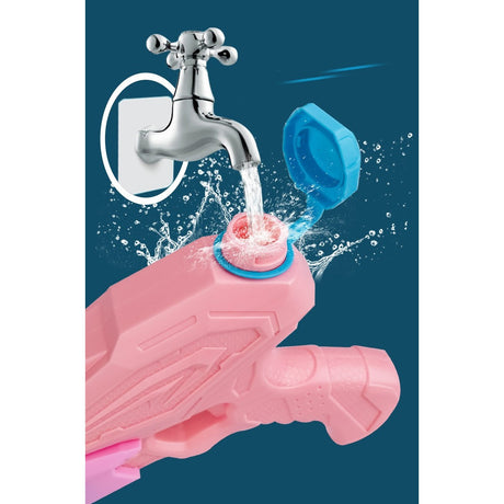 Pistol cu Apa pentru Copii, Rezervor, Pentru Piscina/Plaja, Vivimall, 6ani+,  3 duze, Roz, 770ML - vivimall.ro